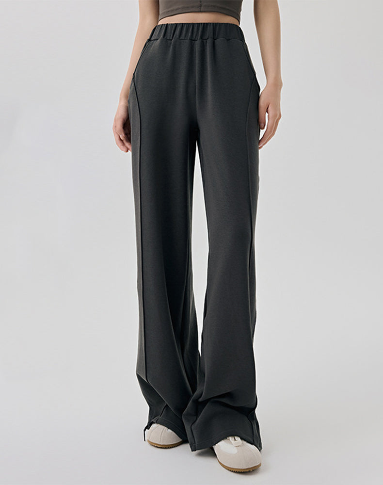 Casual Elastic Waist Wide Leg Sweatpants with Pockets