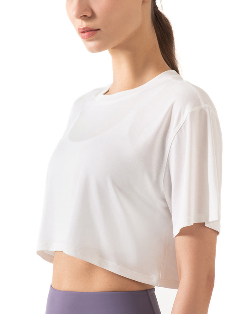 Drop Shoulders Crop Top Oversized Short Sleeve T-Shirts
