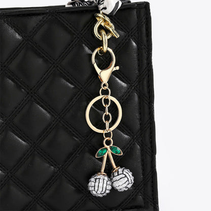 Rhinestone Sports Ball Cherry Keychain Key Ring Bag Charm