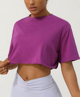 Workout Crop Tops Short Sleeve Yoga Shirts