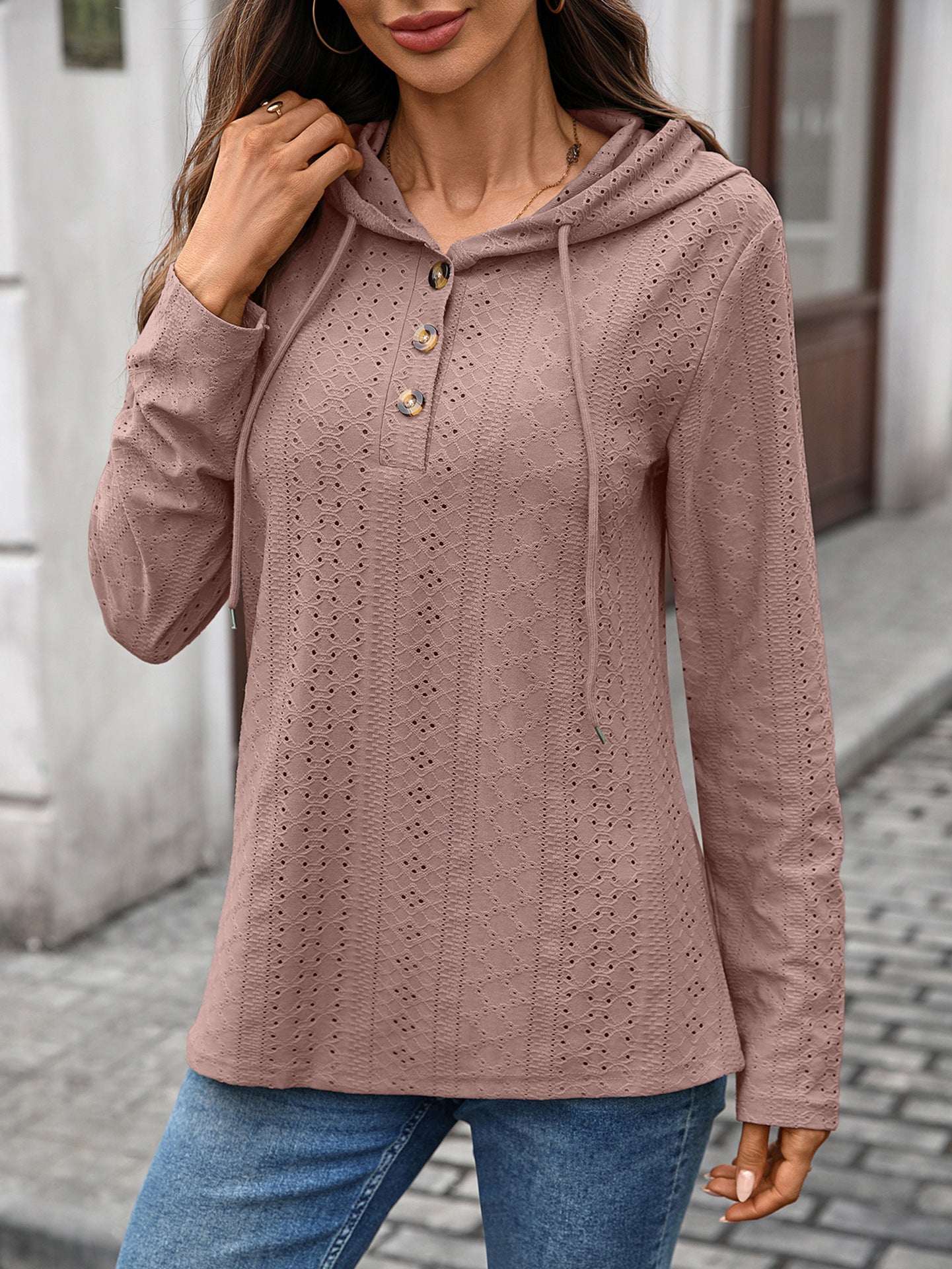 Long Sleeve Fall Drawstring Shirts Hooded Sweatshirt
