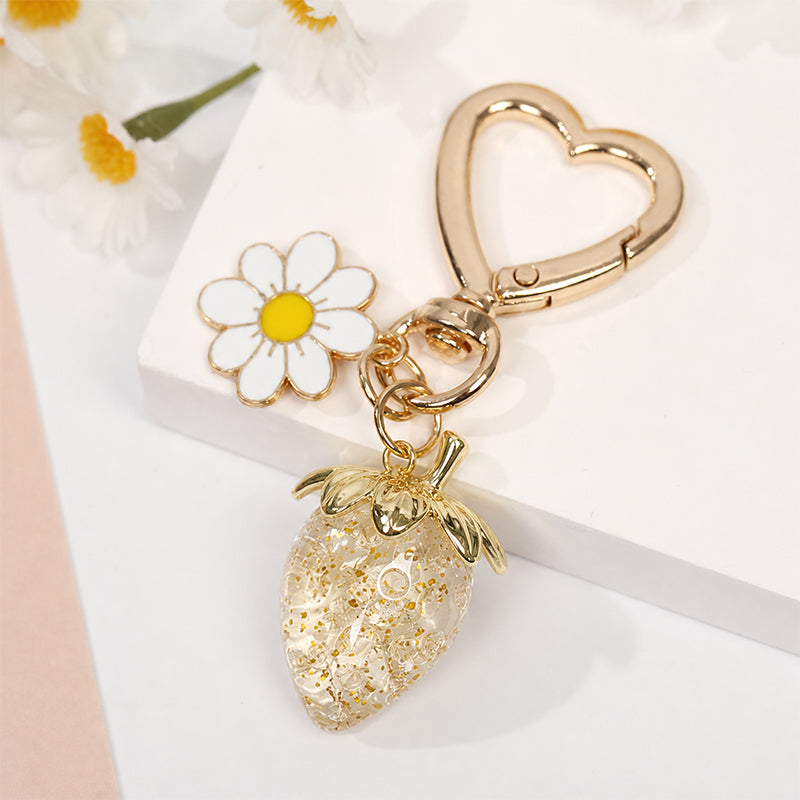 Cute Strawberry Keychains Heart Flower Daisy Bag Charms