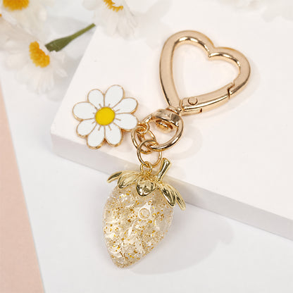 Cute Strawberry Keychains Heart Flower Daisy Bag Charms