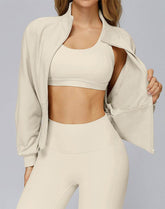 Zip Up Casual Jacket Workout Long Sleeve Crop Tops