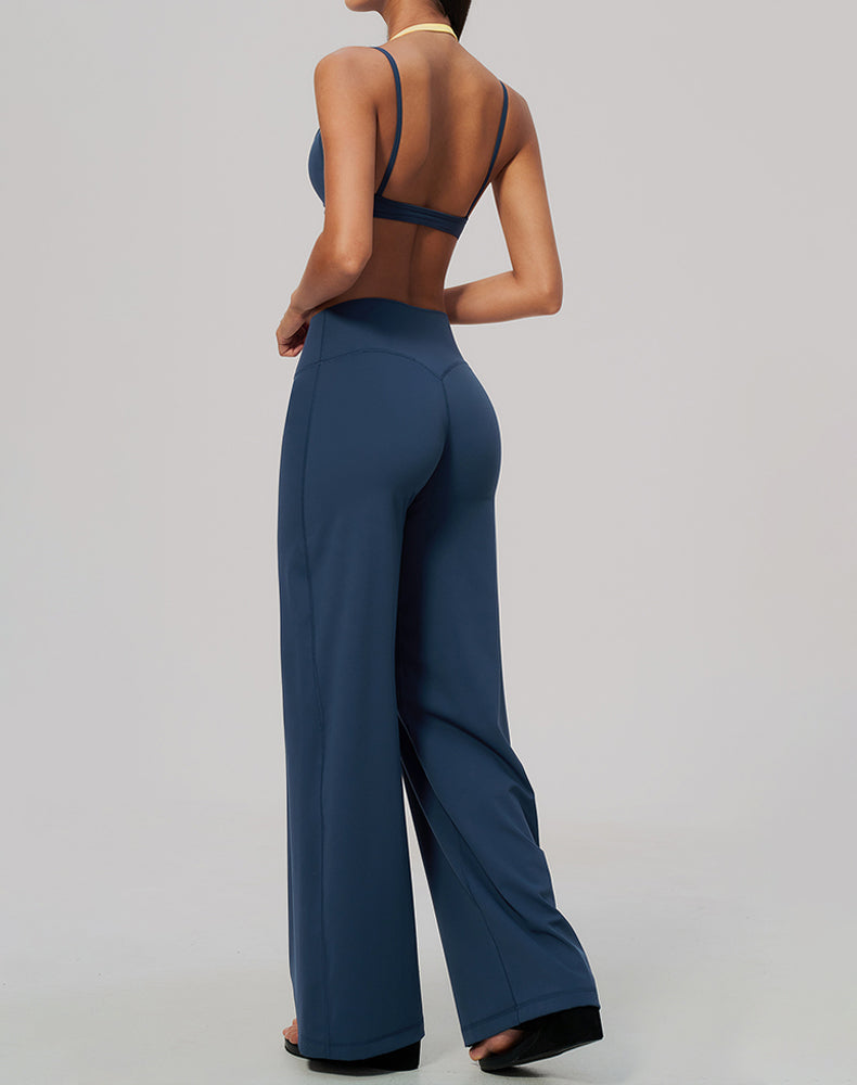2 Piece Color Block Sports Bra and Flare Pant Sets