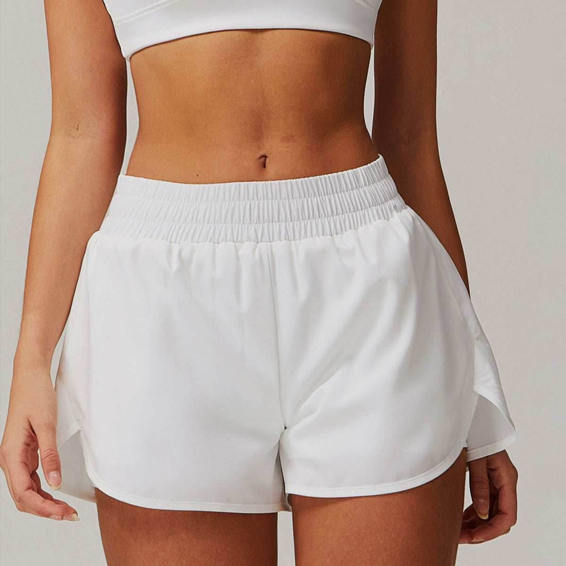 Pure Color High Waist Sports Short With Pockets