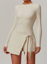 Long Sleeve Tennis Jumpsuit Dress With Shorts