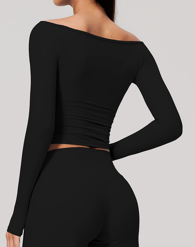 Off Shoulder Long Sleeve Sports T-Shirts