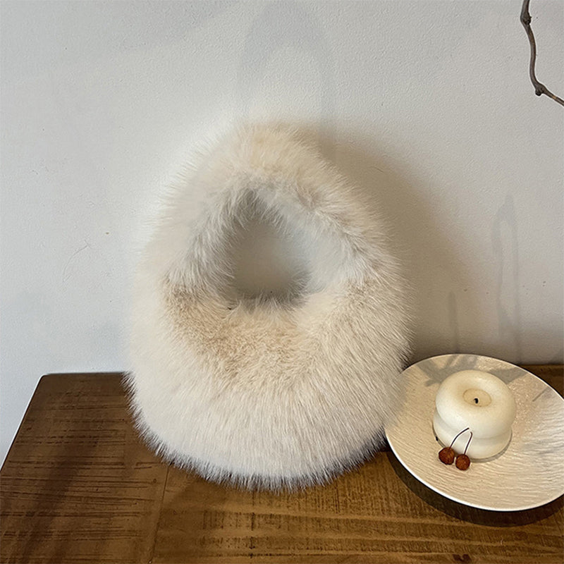 Winter Fluffy Faux Fur Tote Handbag Soft Fuzzy Purse Bag