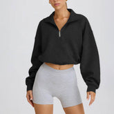 Half Zip Sweatshirt Long Sleeve Sports Crop Tops