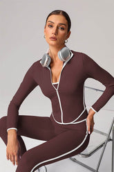 Full Zip Athletic Jacket Contrast Color Running Coat