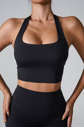 Sleeveless Sports Halter Neck Crop Tank Tops