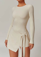 Long Sleeve Tennis Jumpsuit Dress With Shorts