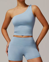 One Shoulder Knot Design Tank Fitness Tops