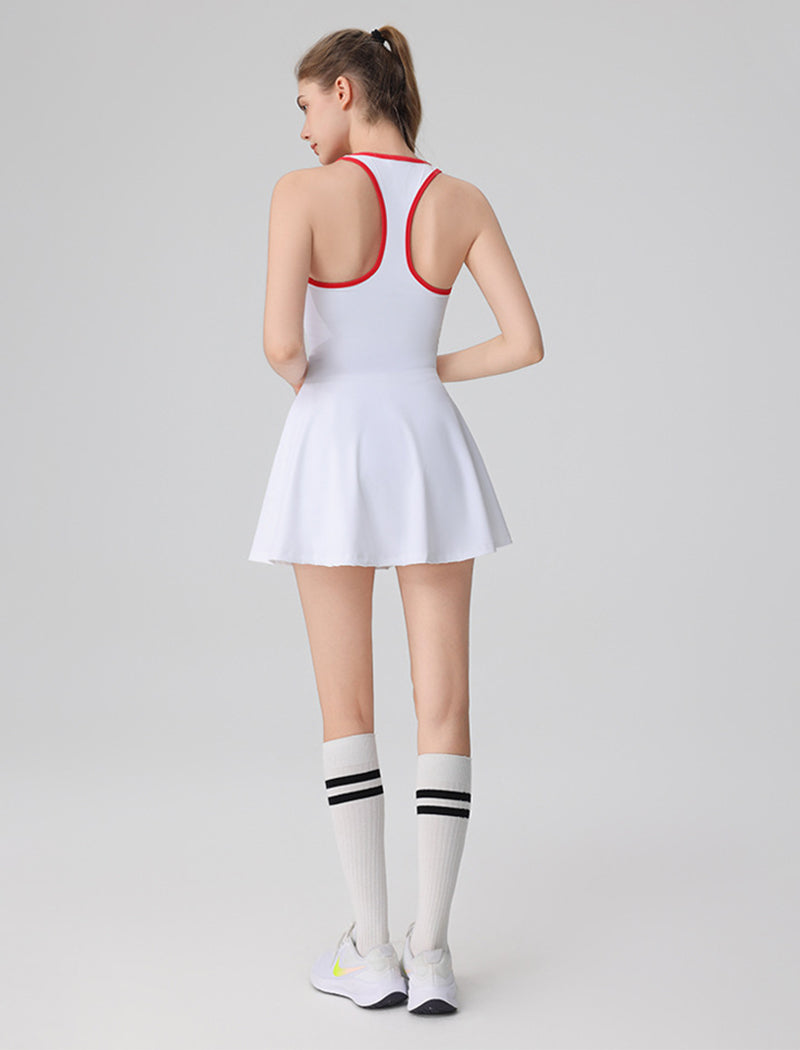 Racerback Tennis Dress with Short Contrast Colors Golf Dress