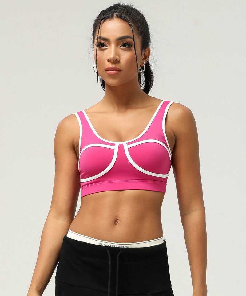 Color Block Athletic Bra Cami Crop Tank Top