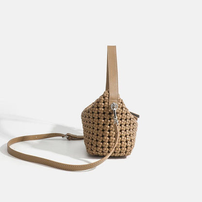 PU Handmade Woven Bucket Shape Tote Bag | Stylish &amp; Unique Design