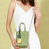 Solid Color Braided Woven Tote Bag