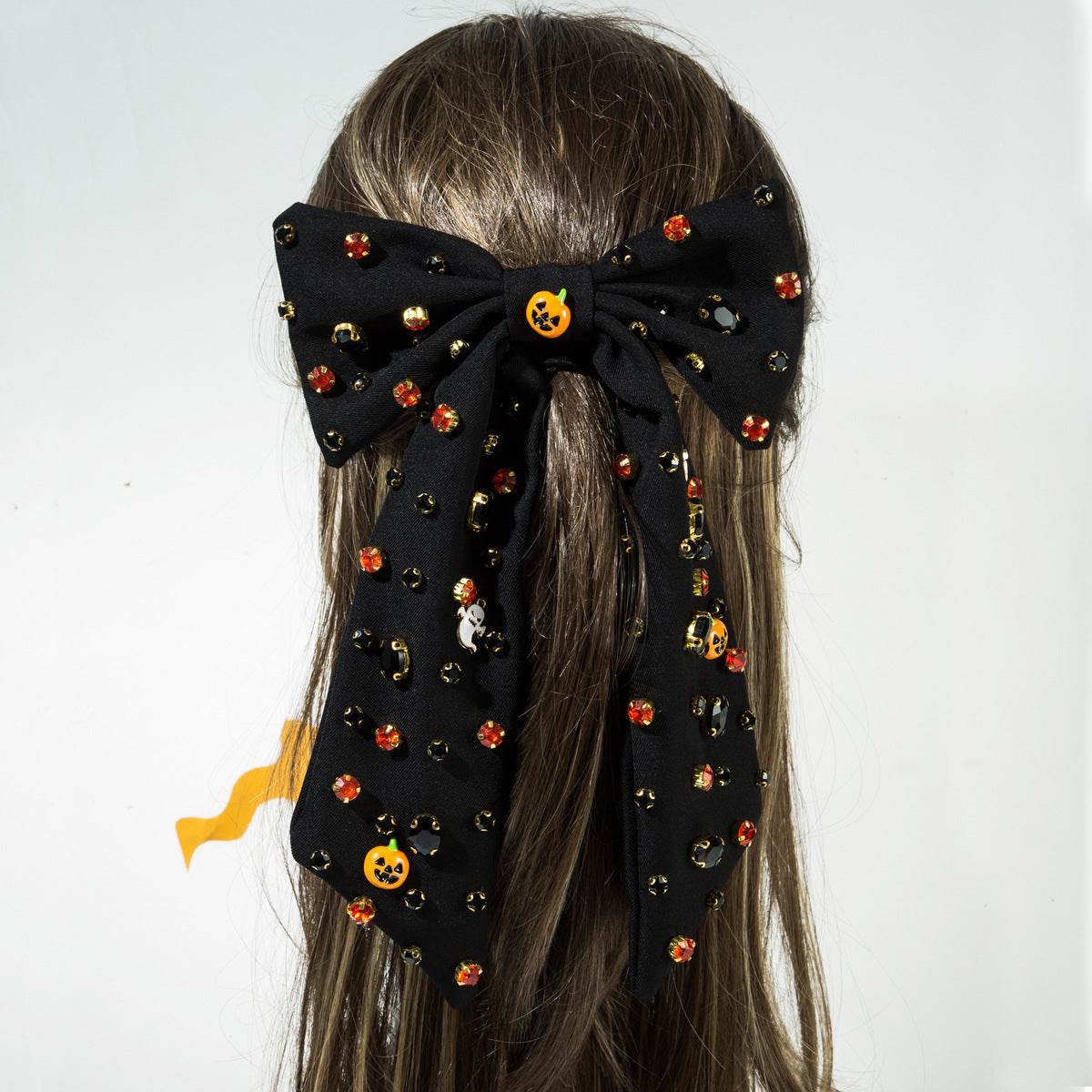 Large Black Halloween Hair Bows Spooky Hair Clips