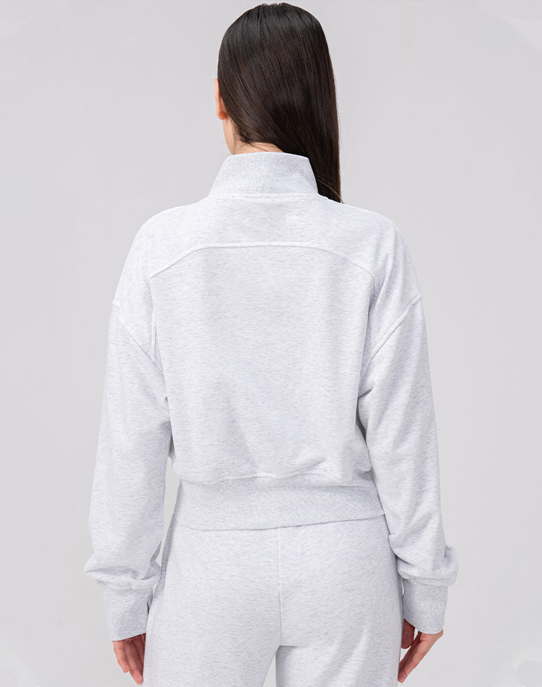 Sports Long Sleeve Hooded Loose Coat Casual Cropped Top
