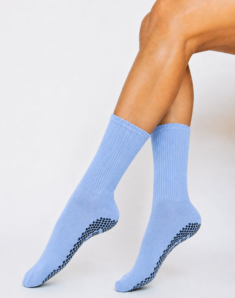 Pilates Yoga Crew Socks with Non Slip Grippers