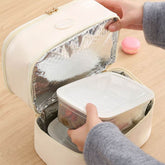 Portable PU Insulated Lunch Bag Double Layer Cooler Handbag