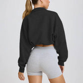 Half Zip Sweatshirt Long Sleeve Sports Crop Tops