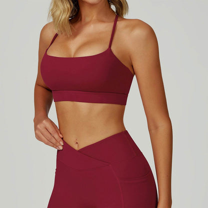 Cross Back Yoga Bra with Removable Chest Pad