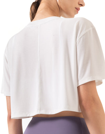 Drop Shoulders Crop Top Oversized Short Sleeve T-Shirts