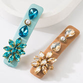 Rhinestone Metal Snap Hair Clips Crystal Hair Barrettes