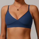 V Neck Sports Bra with Adjustable Spaghetti Straps