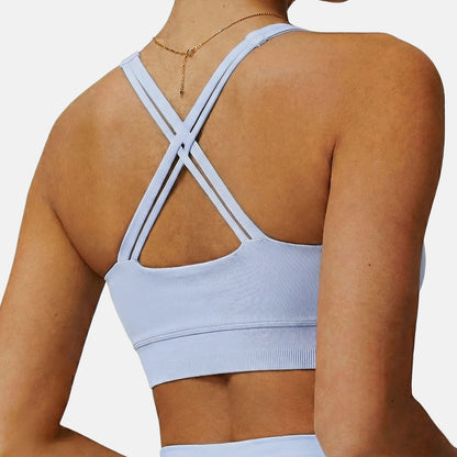U-Shaped Neckline Yoga Tank Tops Criss Cross Back Sports Bra