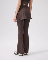 High Waisted Yoga Flare Leggings Wide Leg Pant with Skirt