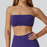 Strapless Bandeau Sport Bra Crop Sleeveless Yoga Tube Top