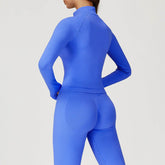 Zip Up Slim Athletic Jacket Yoga Crop Top with Thumb Hole