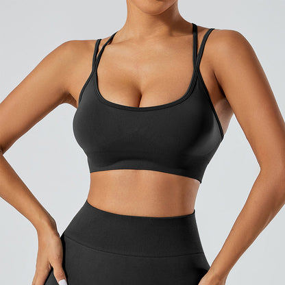 Strappy Adjustable Criss Cross Sports Bra Yoga Crop Tops