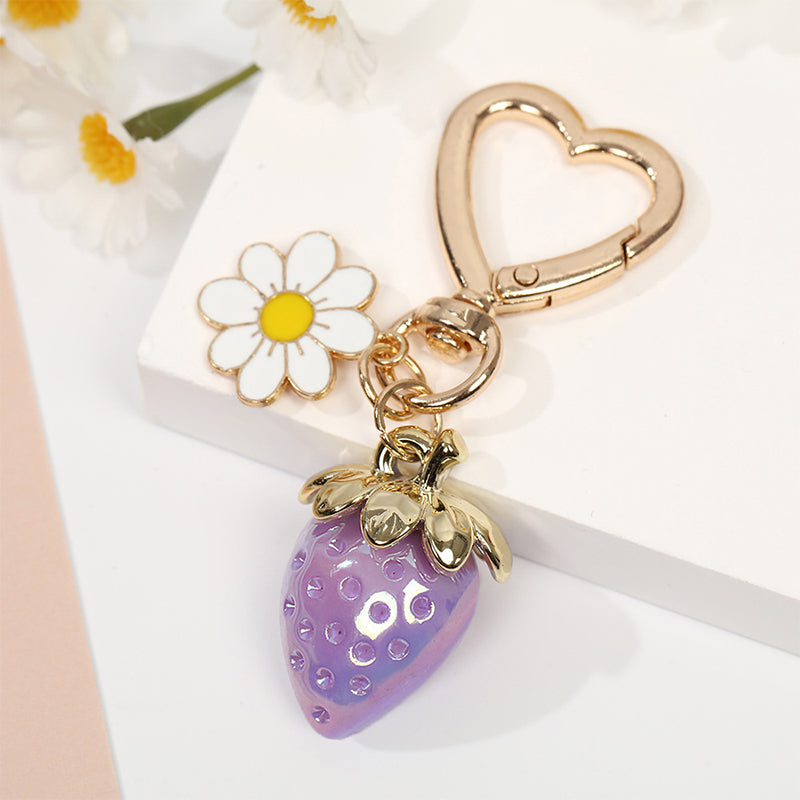 Cute Strawberry Keychains Heart Flower Daisy Bag Charms
