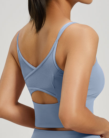 Mesh Sports Bra Yoga Strappy Crop Tank Tops