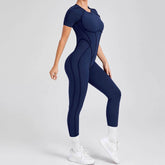 Short Sleeve Backless Yoga Jumpsuits