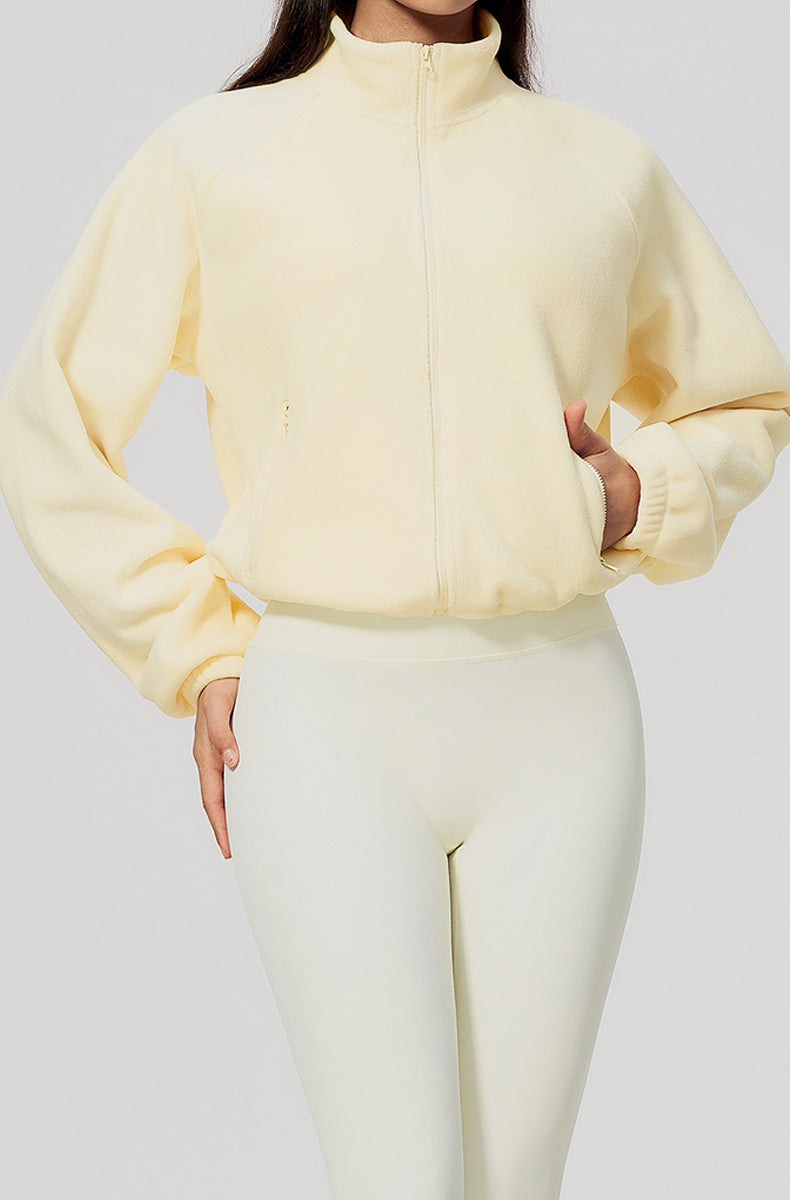 Winter Polar Fleece Jacket with Contrast Zippered Pockets