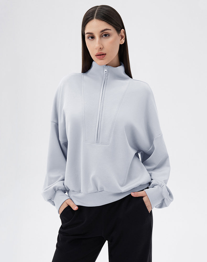 High Neck Half Zip Lounge Sports Sweatshirt