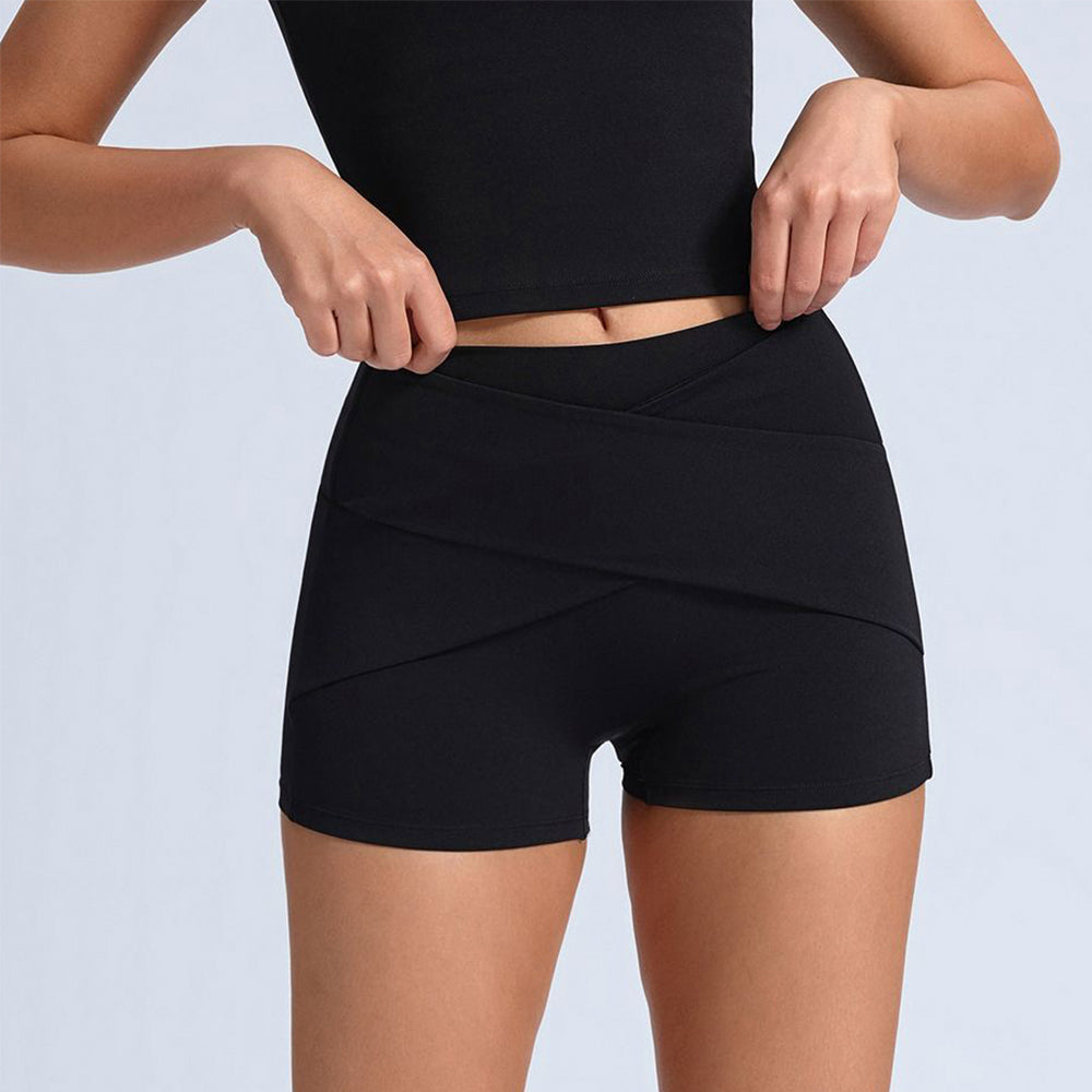 Cross High Waist Yoga Shorts Sport Athletic Gym Short