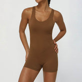 Hollow Back One Piece Workout Short Jumpsuit