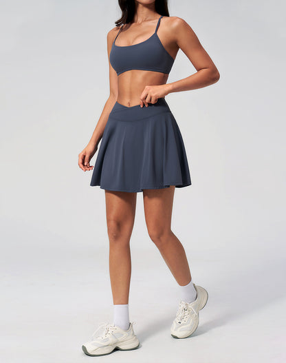Activewear Set with Cross Back Sports Bra and Skirt