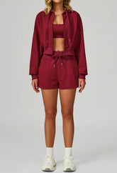 Sport Set with Long Sleeve Hoodie Jacket and Casual Short