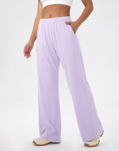 Waffle Knit Straight Leg Sweatpants with Pockets
