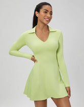 Long Sleeve V Neck Tennis Dress