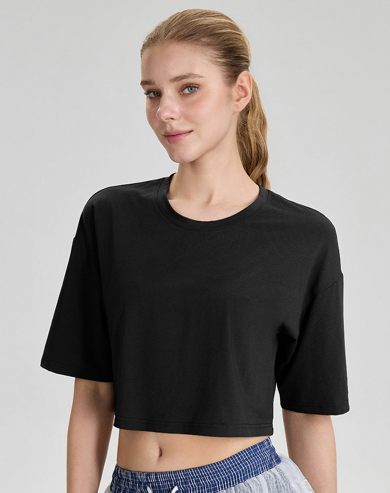 Summer Short Sleeve Crop Tops Casual Athletic Yoga T-Shirts