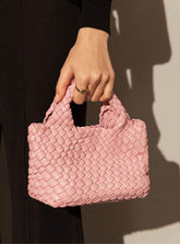 Pu Leather Weave Small Tote Bag