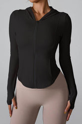 Athletic Hooded Coat Zipper Yoga Long sleeve Jacket